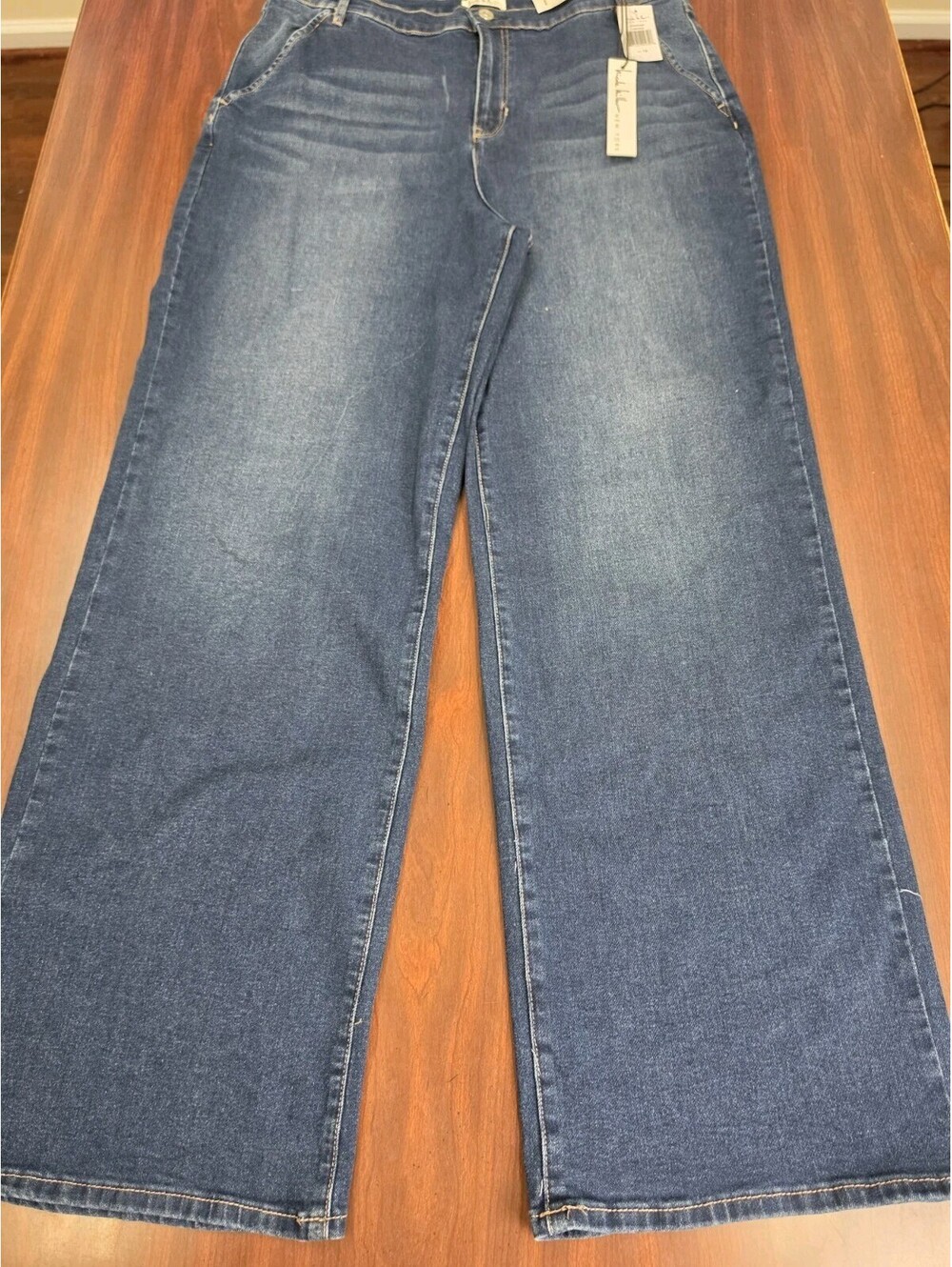 NWT Nicole Miller Nomad Super High Rise Wide Leg Jeans Size 16 Dark Blue Denim